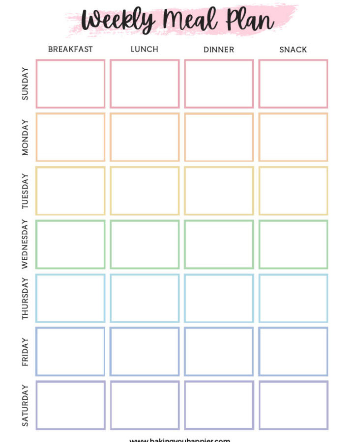 meal menu planners archives baking you happier