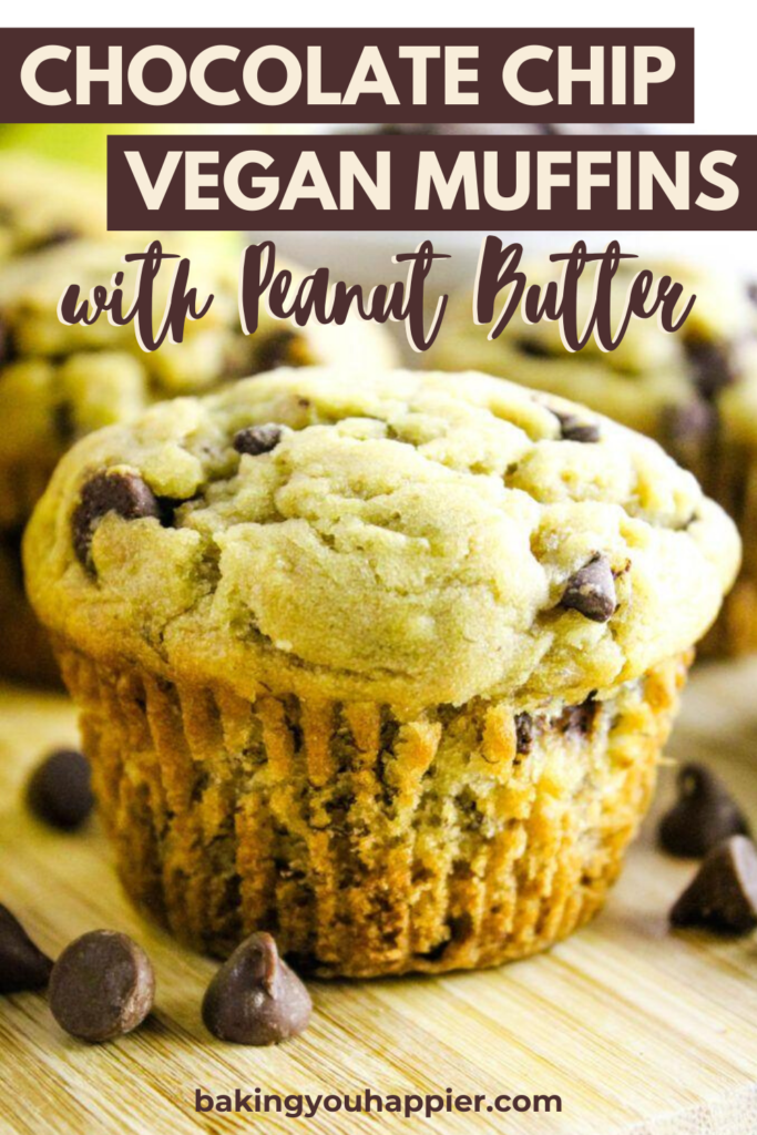 Vegan Banana Chocolate Chip Muffins with Peanut Butter