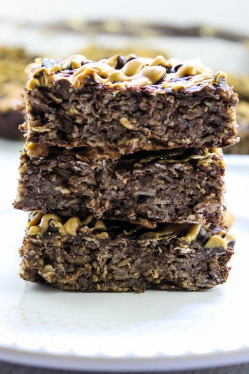 Peanut Butter Brownie Oatmeal Breakfast Squares