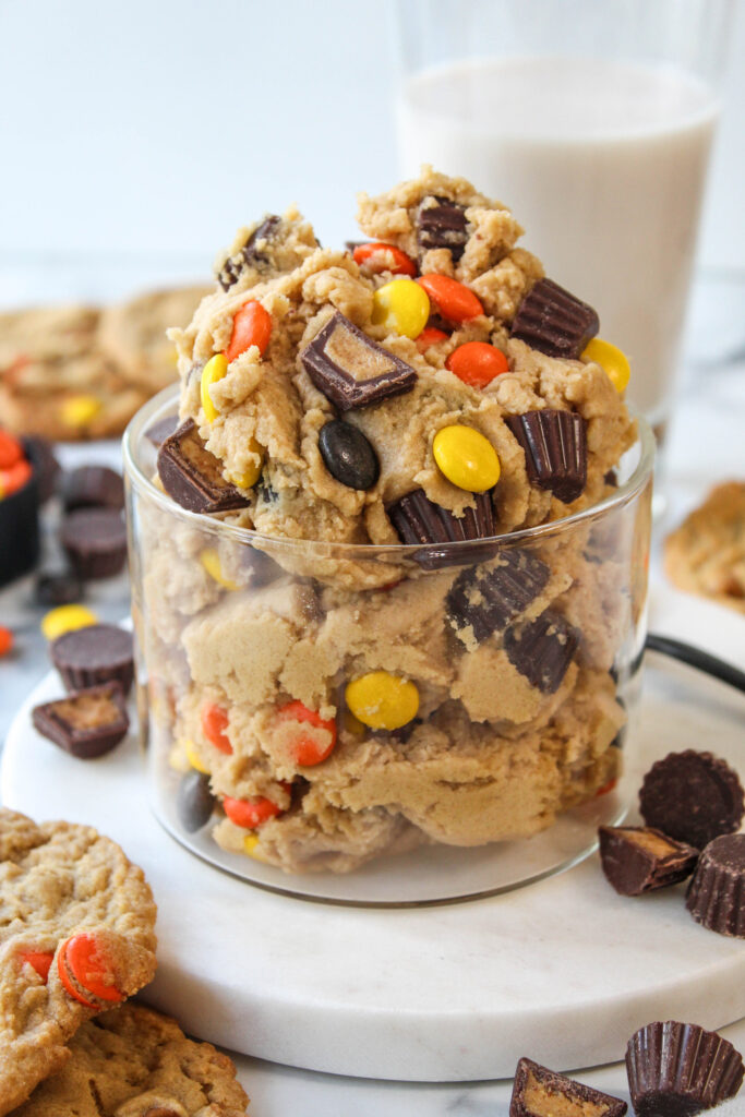 edible Reese’s cookie dough with peanut butter cups