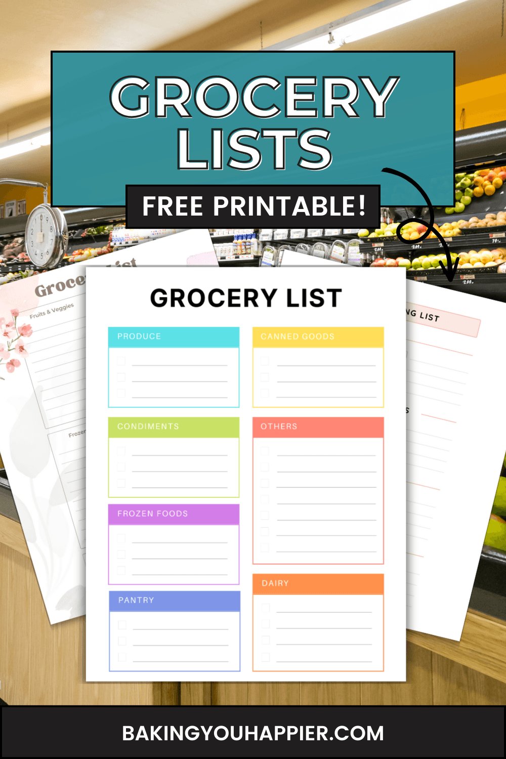 Free Printable Grocery Lists | Baking You Happier