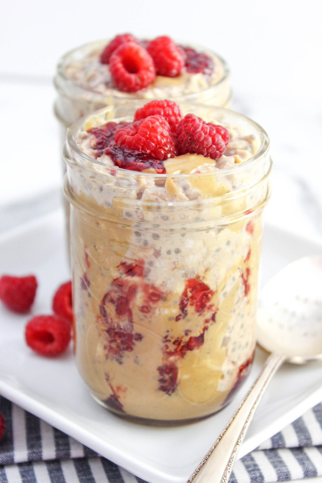 Peanut Butter & Jelly Overnight Oats Baking You Happier