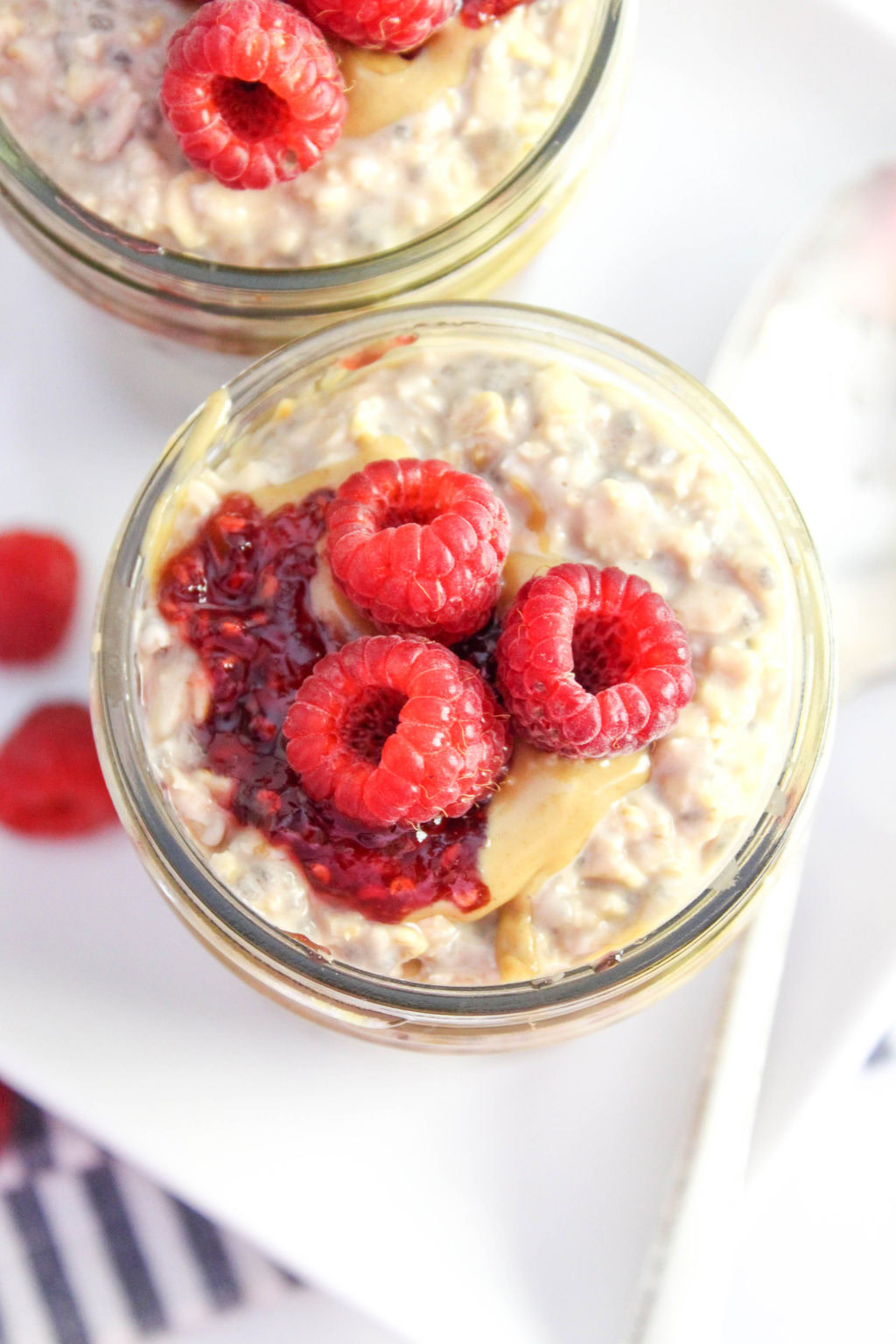 Peanut Butter & Jelly Overnight Oats Baking You Happier