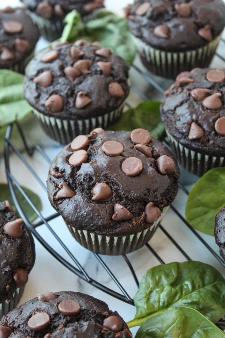 Chocolate Spinach Banana Muffins