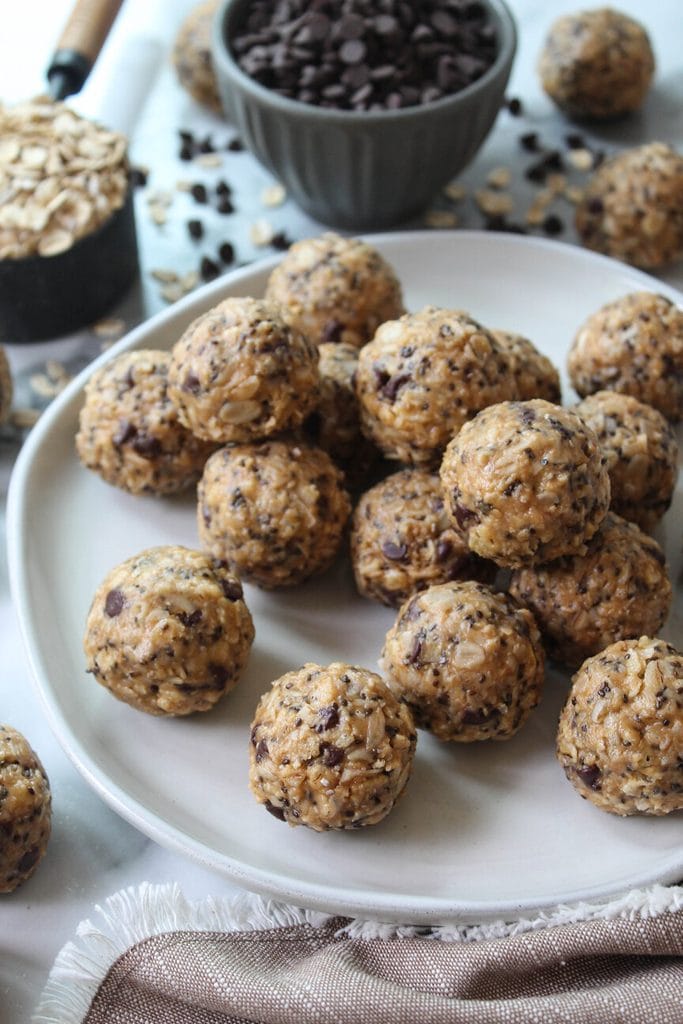 Close‑up of crispy peanut butter snack balls showing crunchy texture