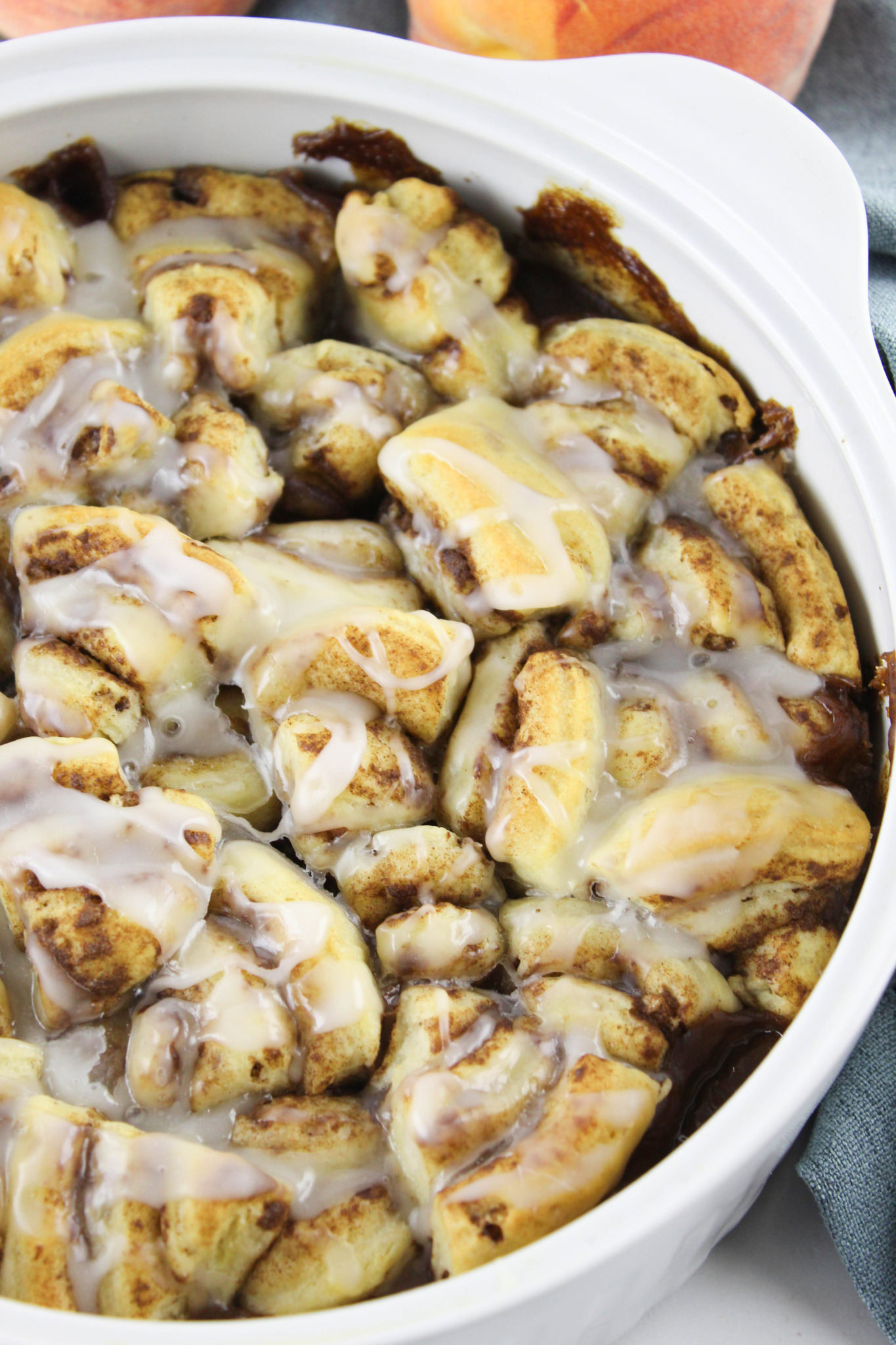 Cinnamon Roll Peach Cobbler Baking You Happier