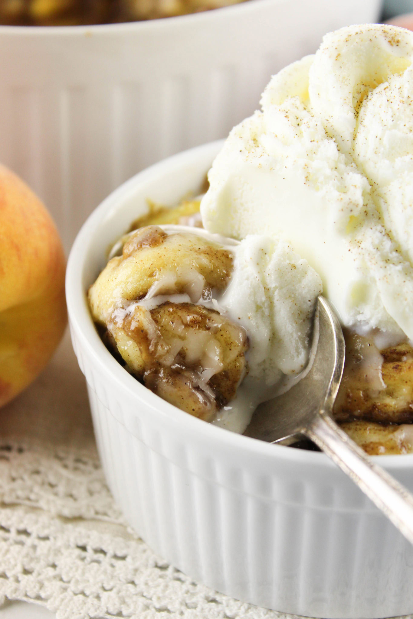 Cinnamon Roll Peach Cobbler Baking You Happier