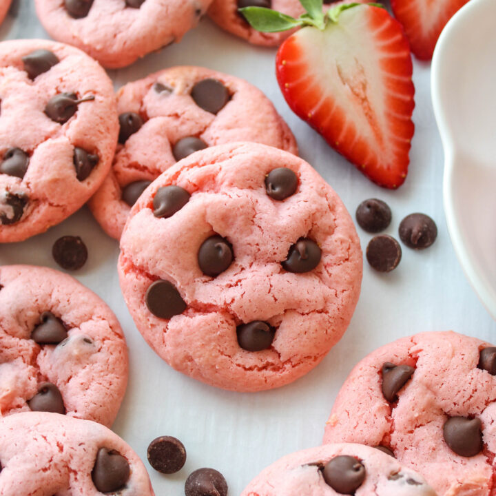 Easy Strawberry Chocolate Chip Cake Mix Cookies (Best Recipe!)