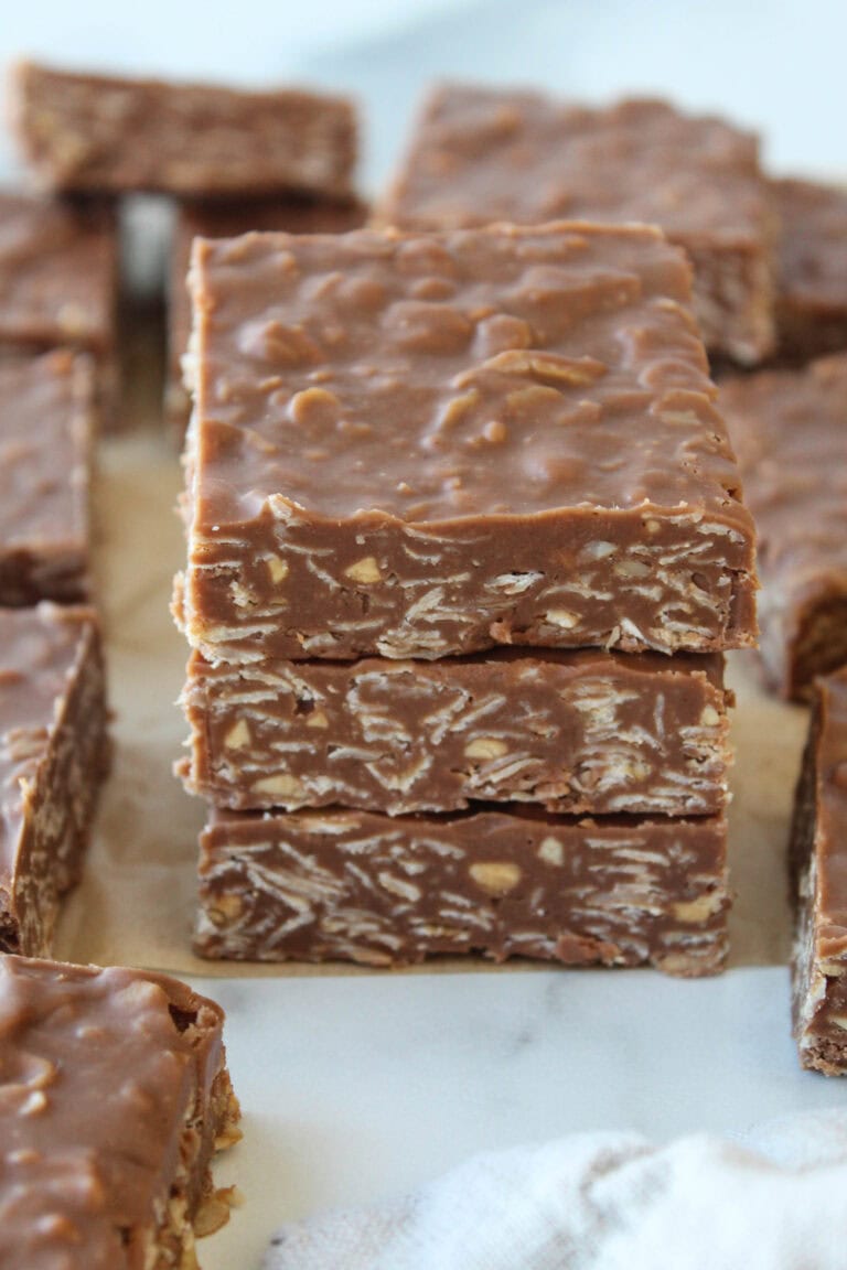 No Bake Chocolate Peanut Butter Oat Bars - Baking You Happier