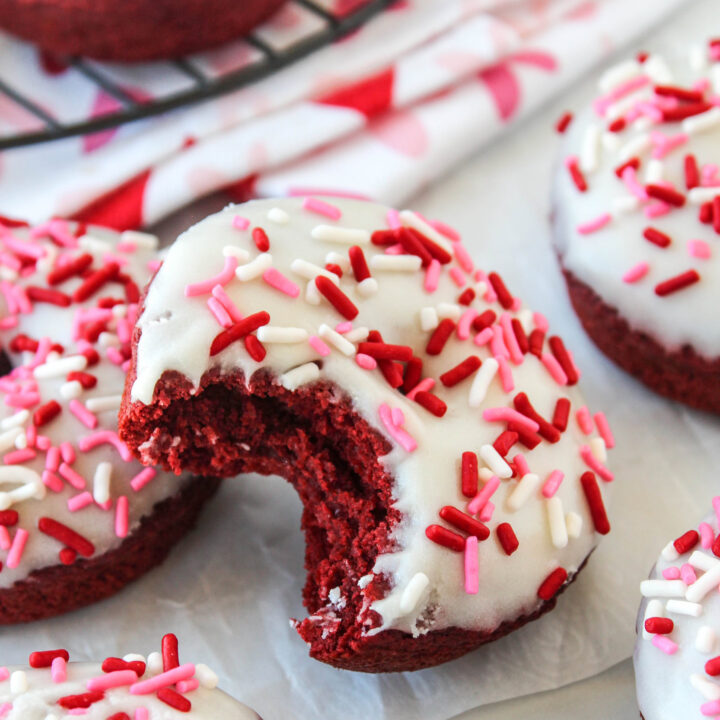 Red Velvet Cake Mix Valentine Donuts