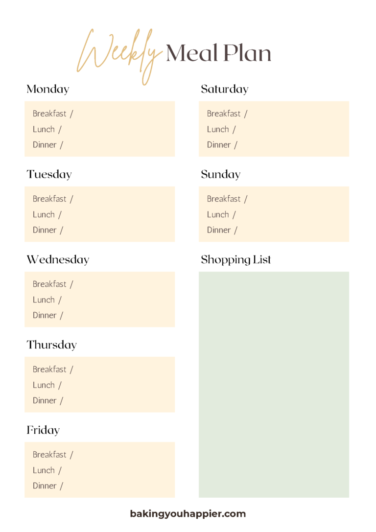 Free Printable Weekly Meal Planners - Baking You Happier