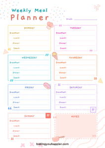 Free Printable Weekly Meal Planners - Baking You Happier