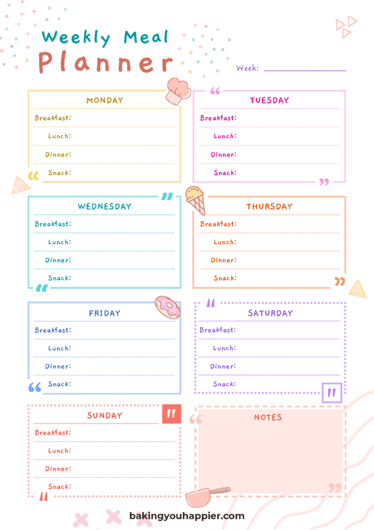 Free Printable Weekly Meal Planners - Baking You Happier