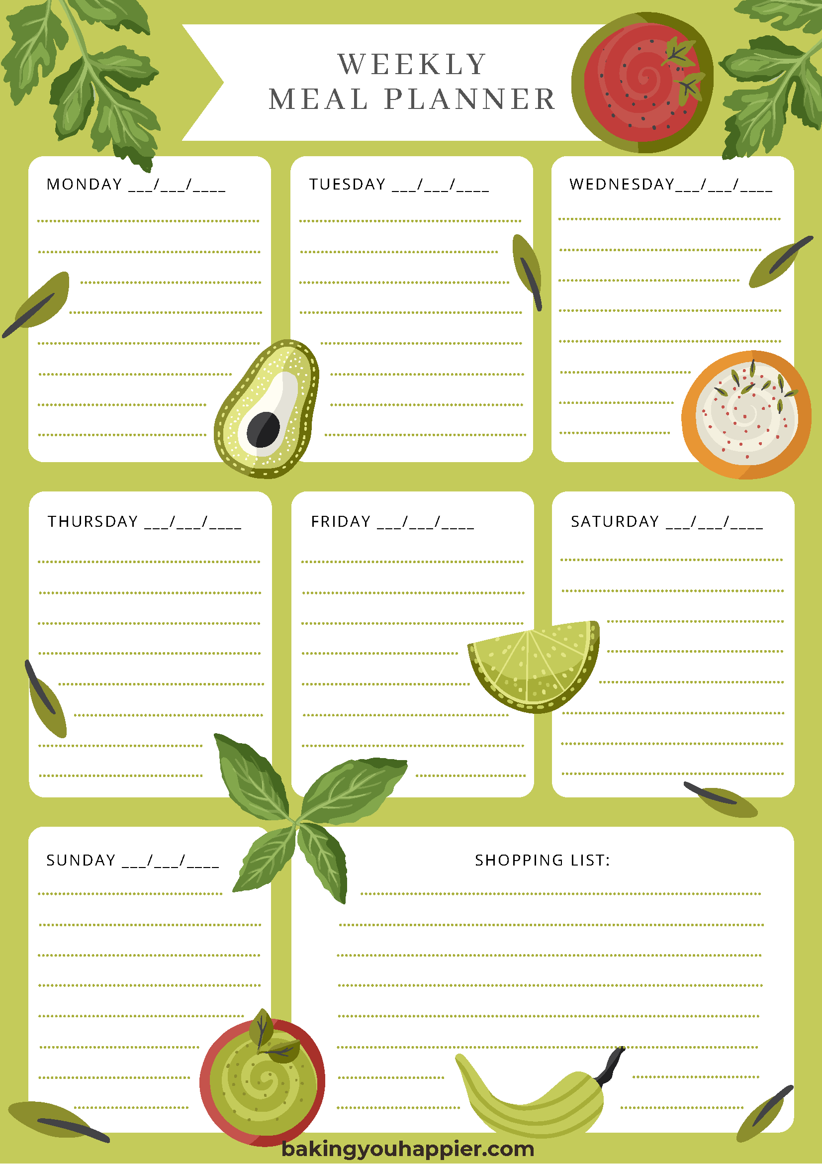 Free Printable Weekly Meal Planners