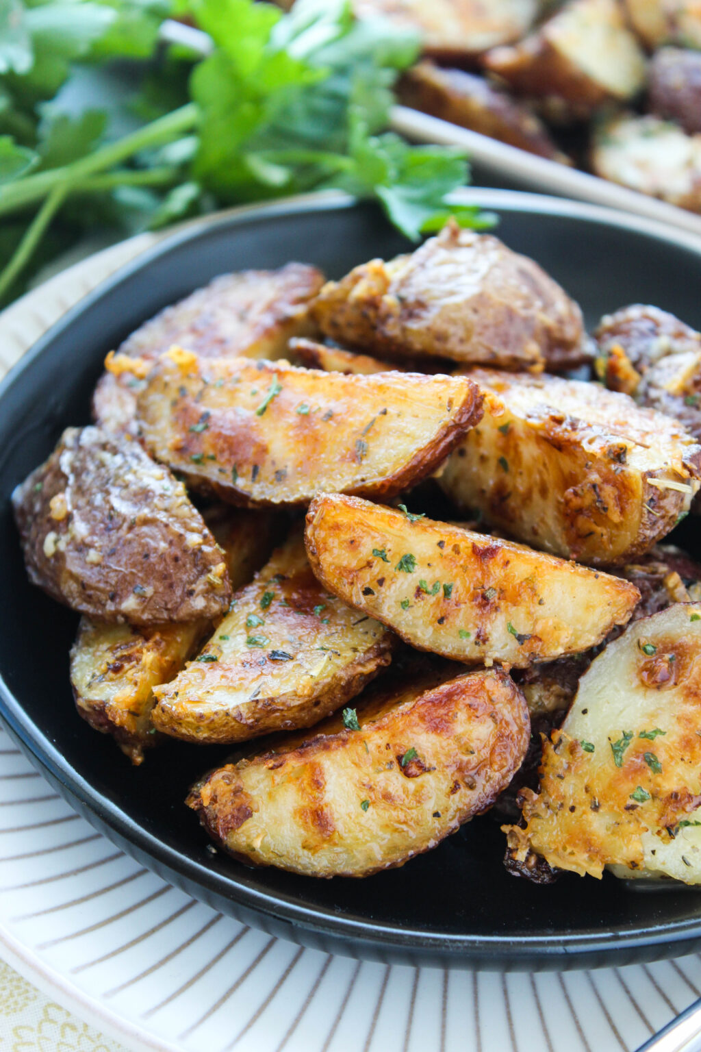 Roasted Garlic Butter Parmesan Potatoes Baking You Happier