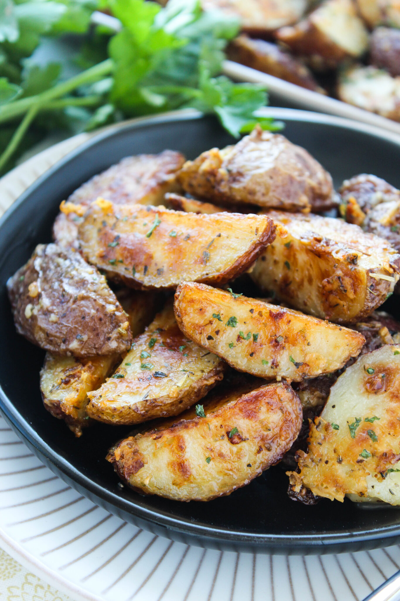 Roasted Garlic Butter Parmesan Potatoes Baking You Happier