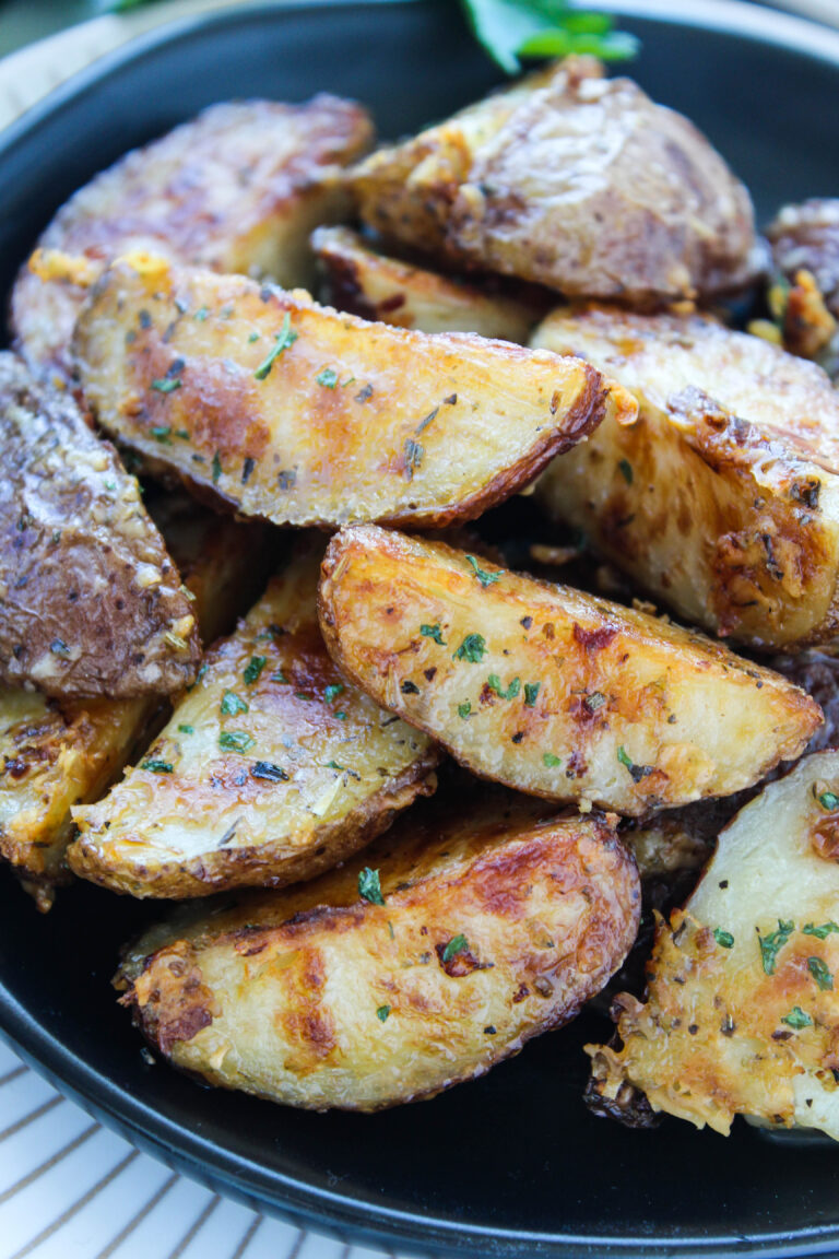 Roasted Garlic Butter Parmesan Potatoes Baking You Happier