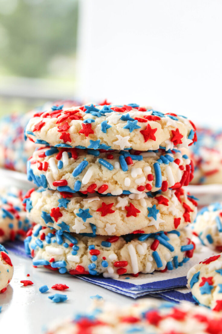 4th of July Sprinkle Cake Mix Cookies