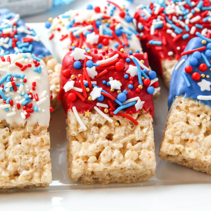Patriotic Dipped Rice Krispie Treats