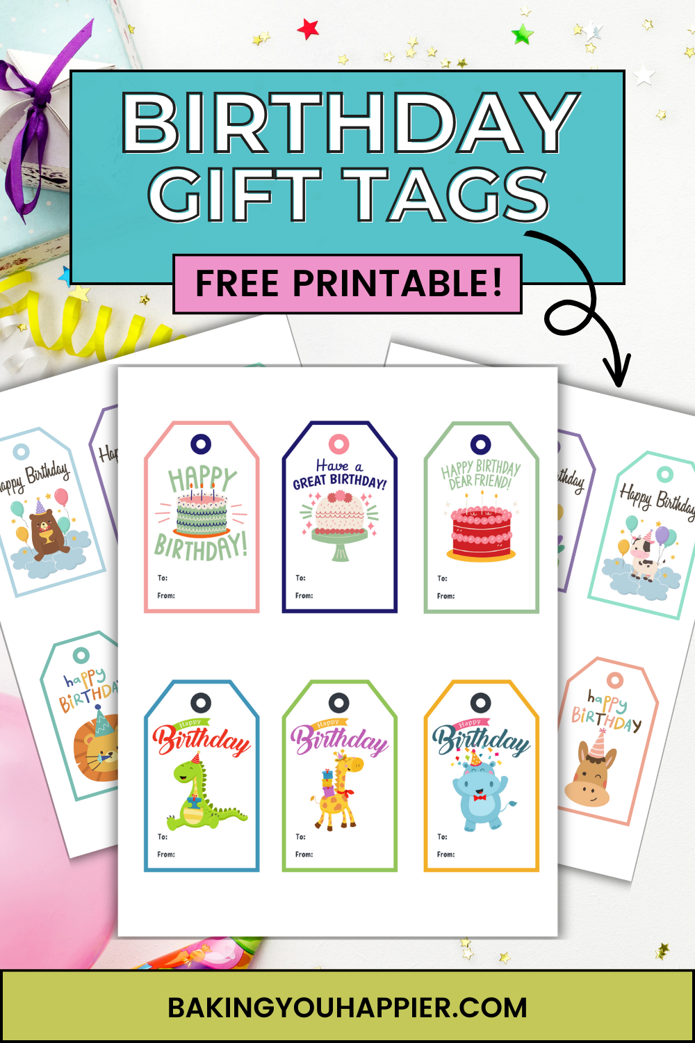 Free Printable Birthday Gift Tags Baking You Happier