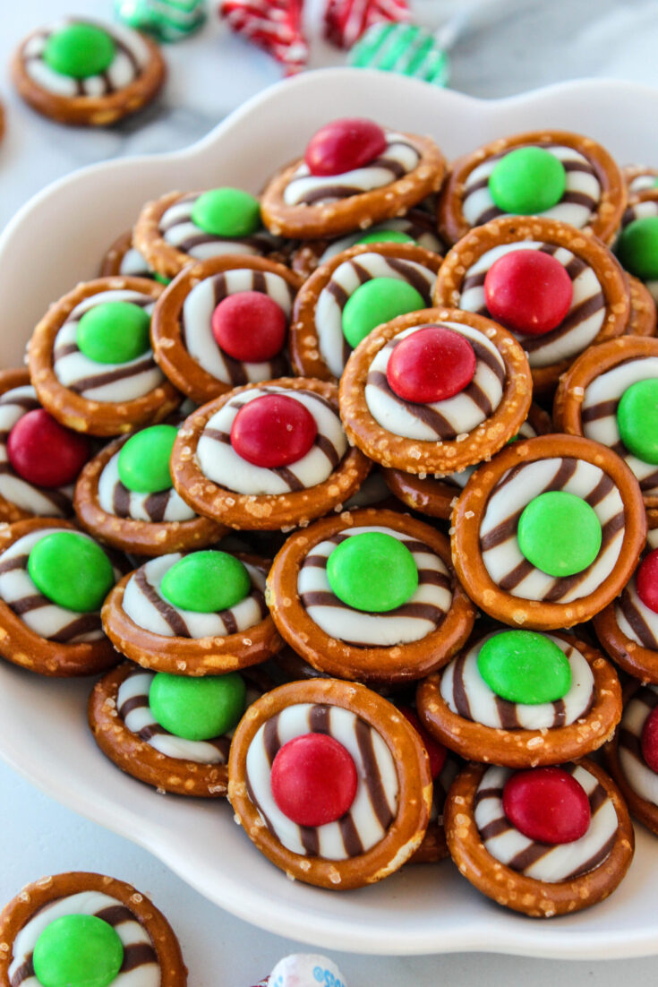 Mint M&M Christmas Pretzels with Hugs