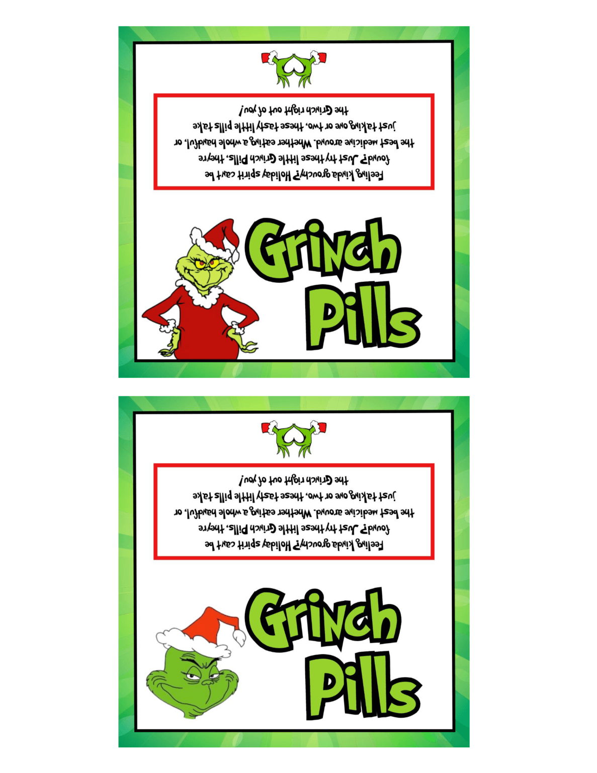 Free Printable Grinch Pills Bag Topper | Baking You Happier
