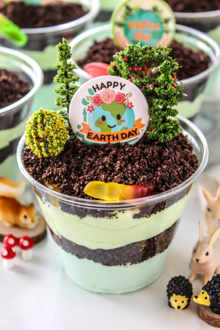 Earth Day Oreo Dirt Cake Cups