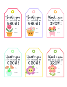 Thank You for Helping Me Grow Free Printable Gift Tags | Baking You Happier