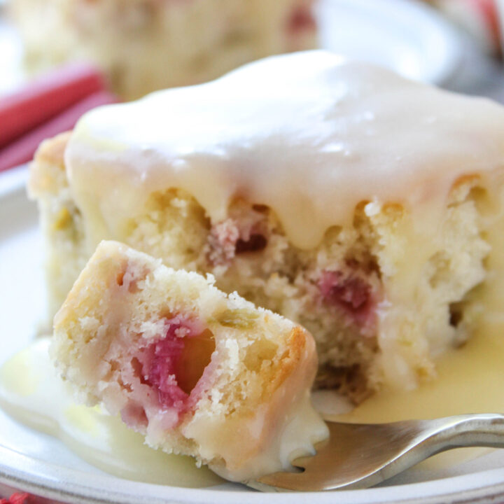Rhubarb Cake with Butter Sauce