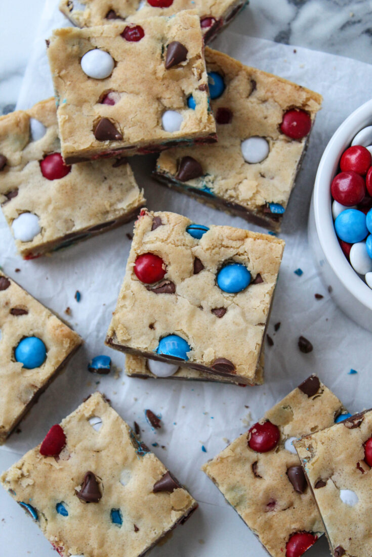4th of July M&M Cookie Bars