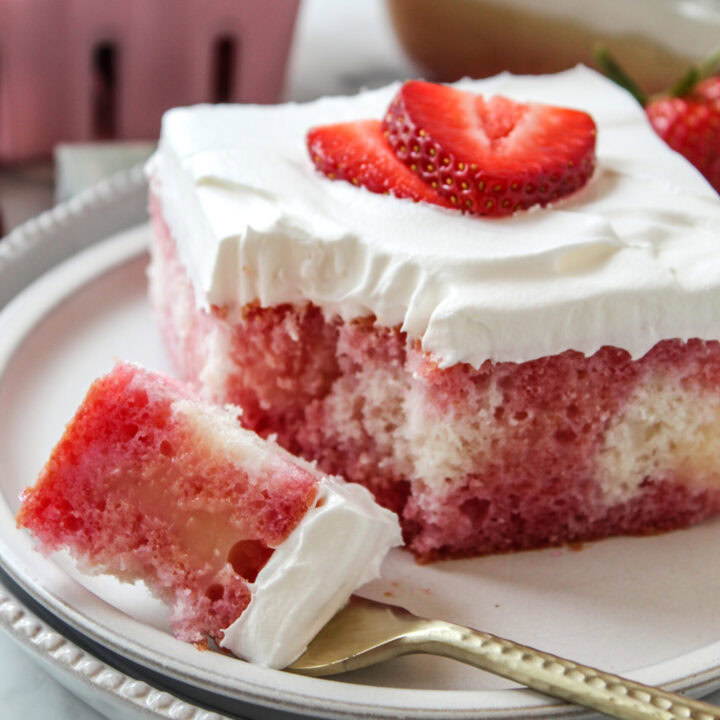 Strawberry Jello Pudding Poke Cake