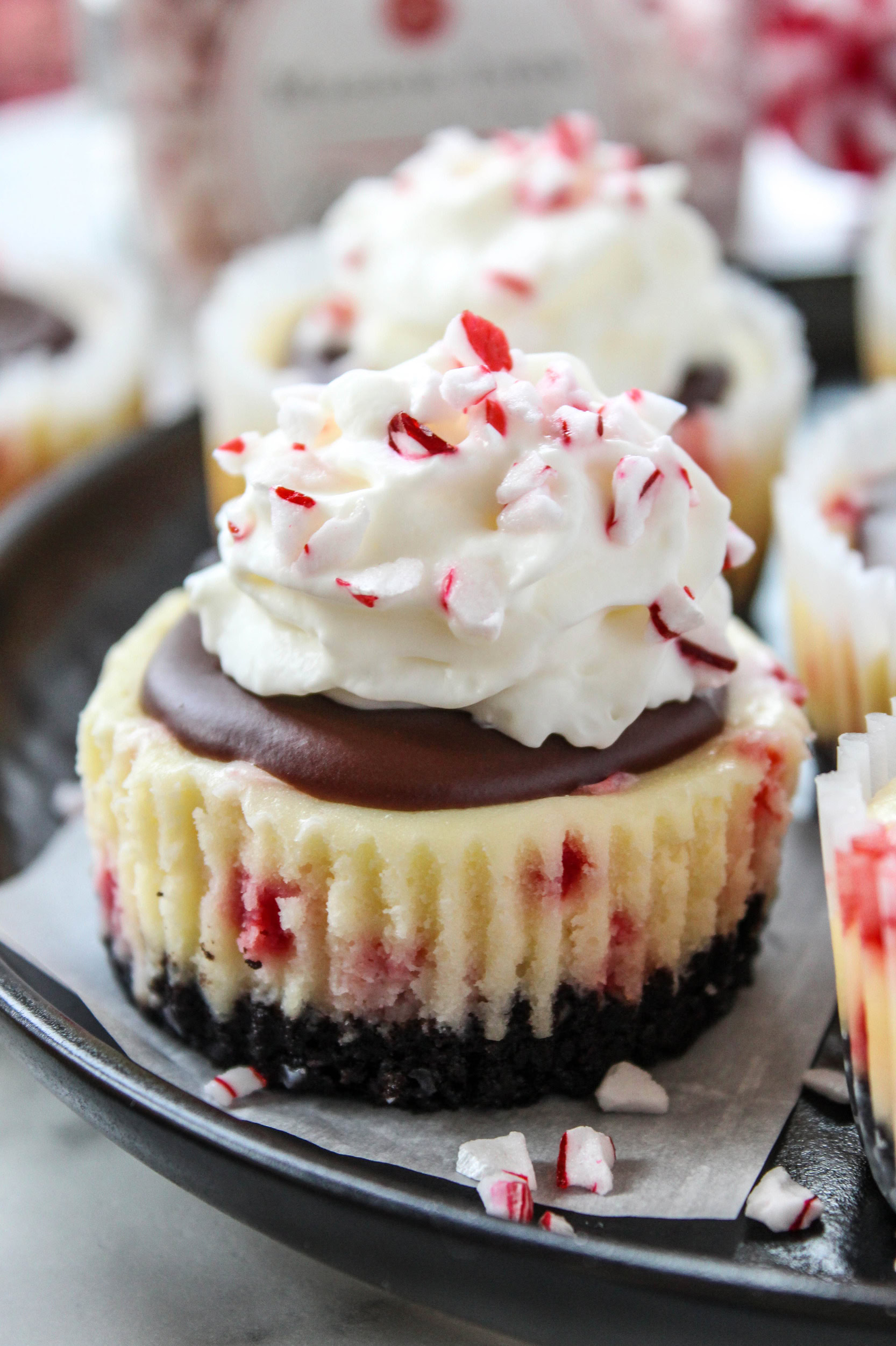 Mini Peppermint Cheesecakes - Baking You Happier