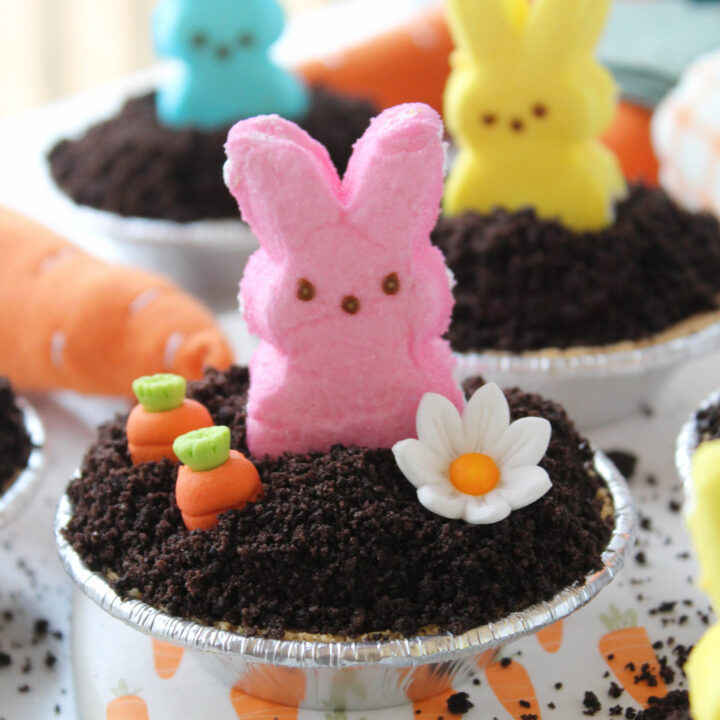 Mini Peeps Dirt Cake Pies