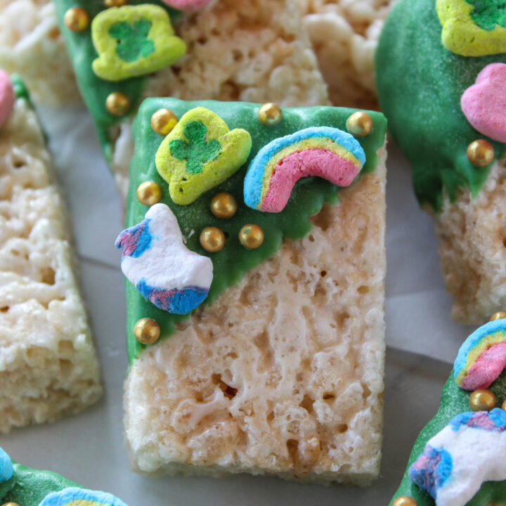 St. Patrick's Day Dipped Rice Krispie Treats