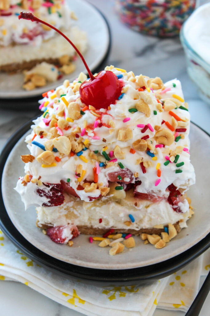 No Bake Banana Split Dessert with Cream Cheese