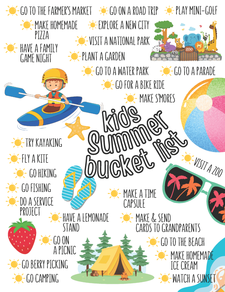 Free Printable Summer Bucket List Ideas