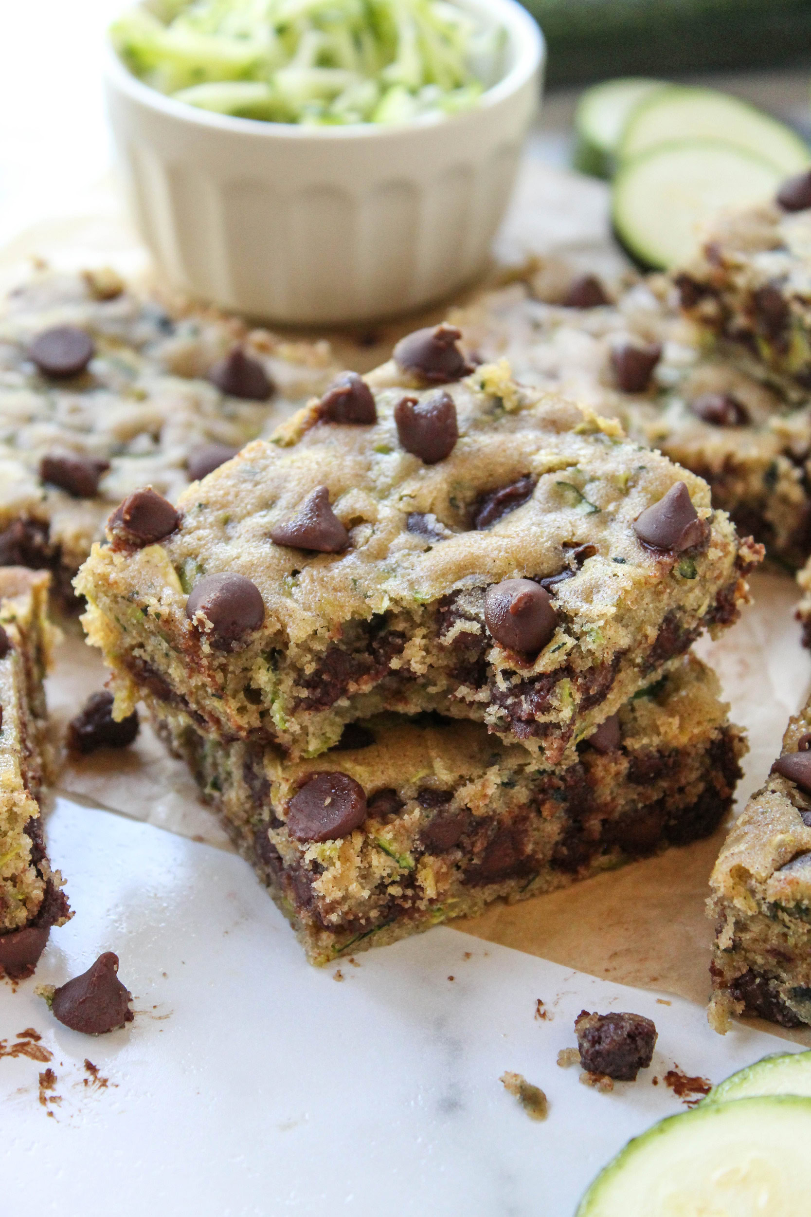 Chocolate Chip Zucchini Bars - Baking You Happier