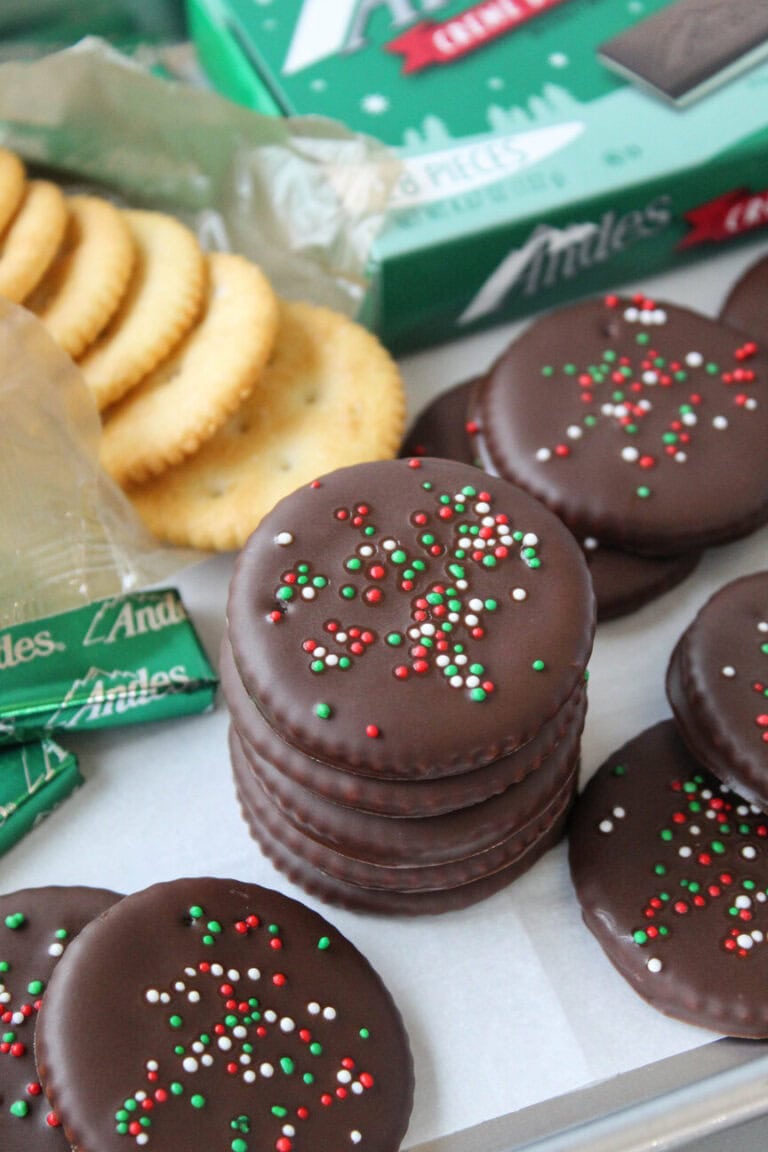 2-Ingredient Andes Mint Ritz Cookies - Baking You Happier