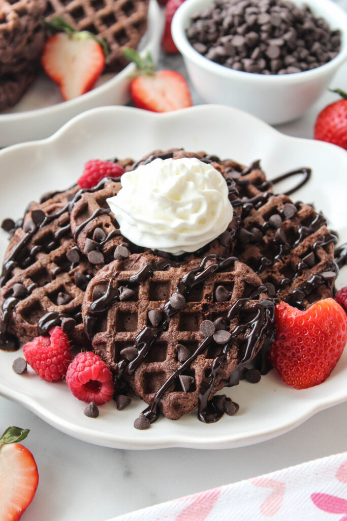 Easy Heart Shaped Chocolate Valentine Waffles