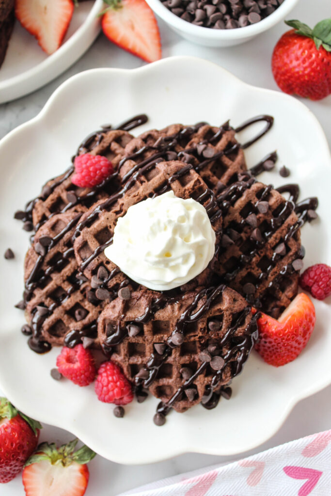 Easy Heart Shaped Chocolate Valentine Waffles