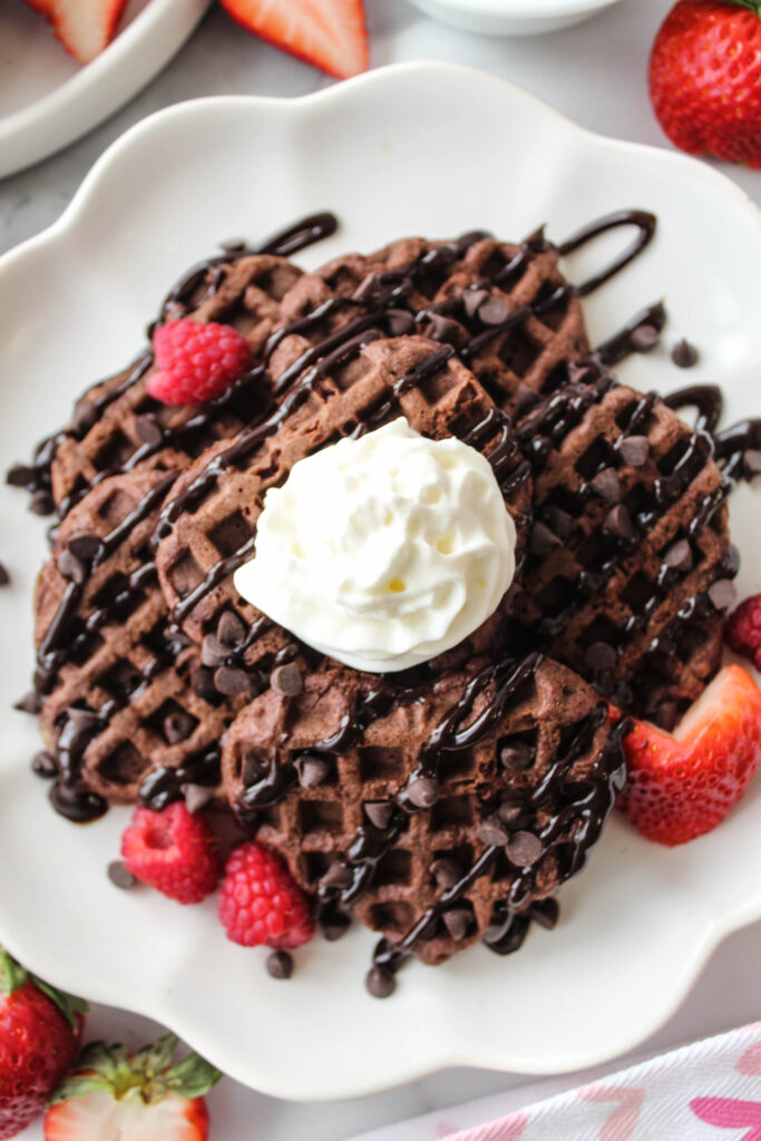 Easy Heart Shaped Chocolate Valentine Waffles