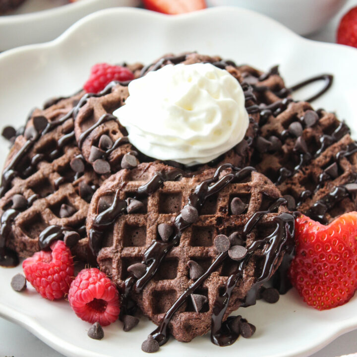Easy Heart Shaped Chocolate Valentine Waffles