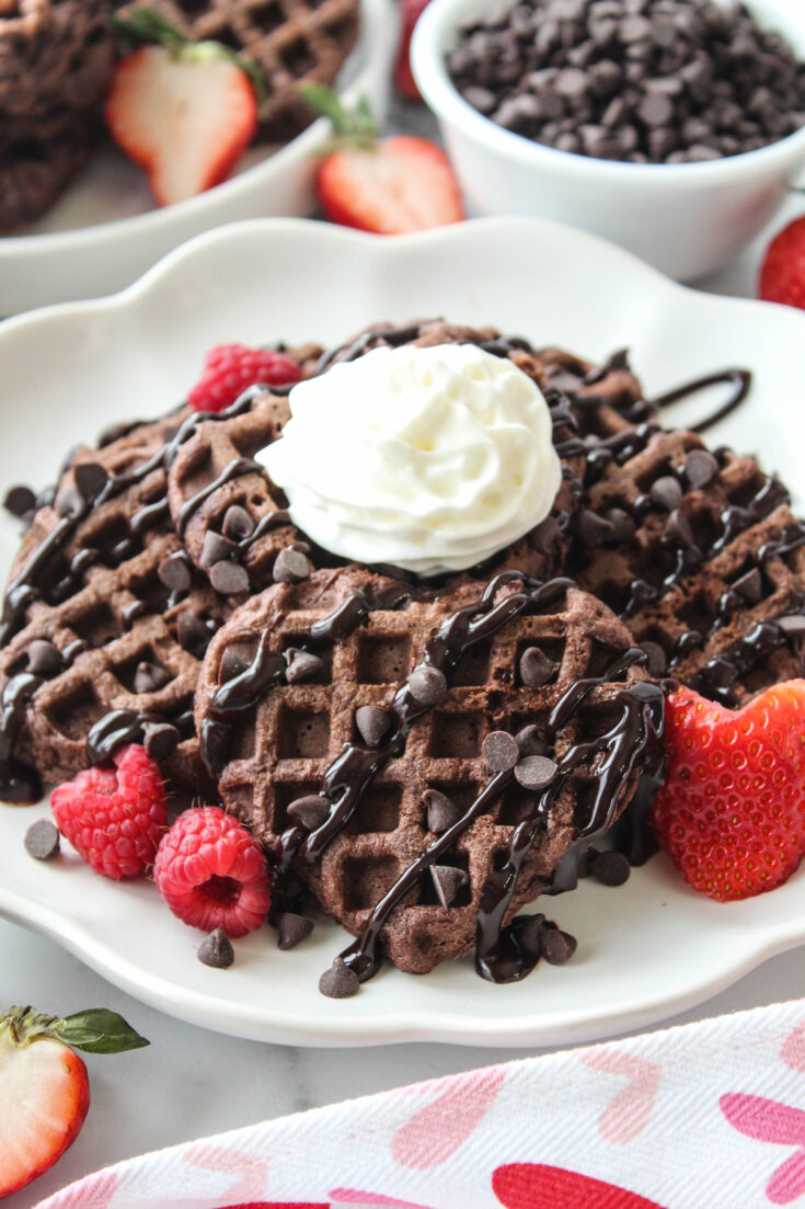 Easy Heart Shaped Chocolate Valentine Waffles