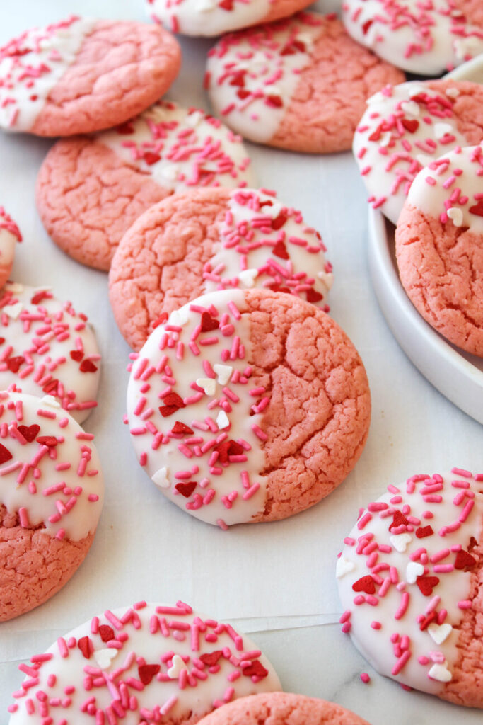 Easy Strawberry Cake Mix Cookies for Valentine's Day