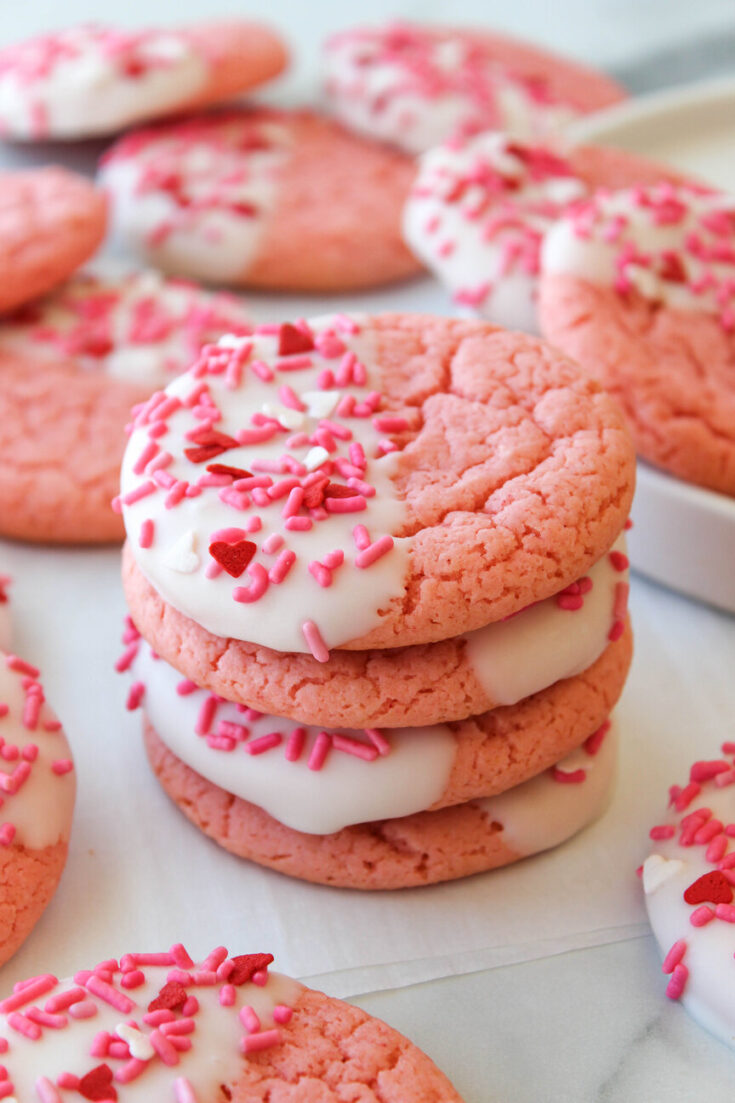 Easy Strawberry Cake Mix Cookies for Valentine's Day