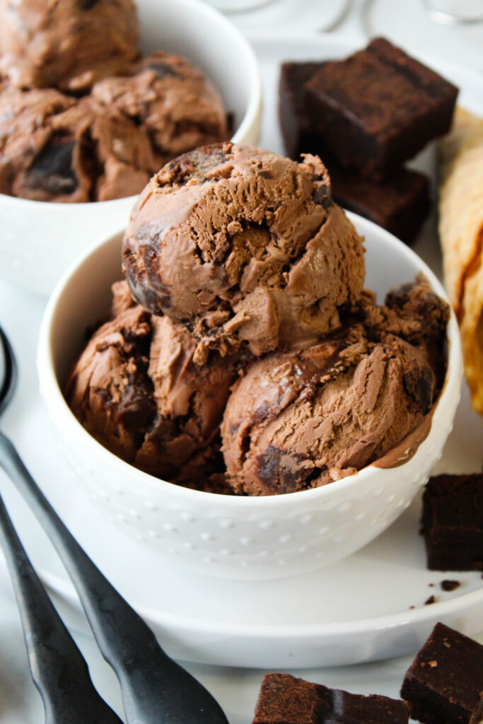 No Churn Chocolate Fudge Brownie Ice Cream