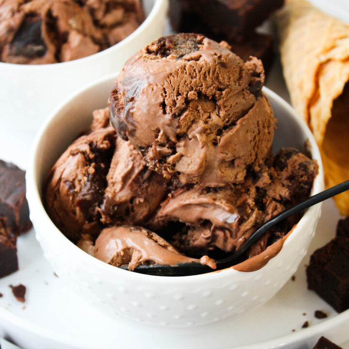 No Churn Chocolate Fudge Brownie Ice Cream