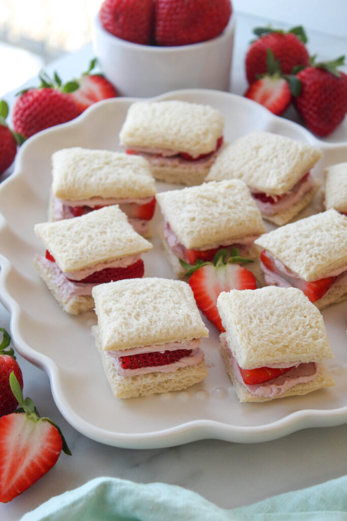 Elegant strawberry tea sandwiches for afternoon tea
