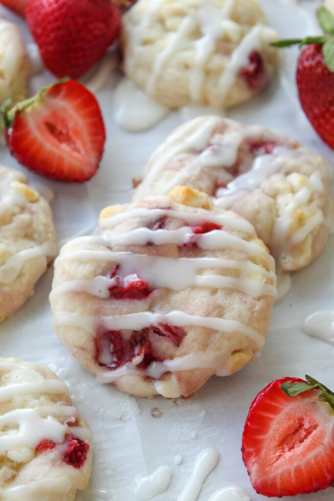 Freshly baked strawberry shortcake cookies
