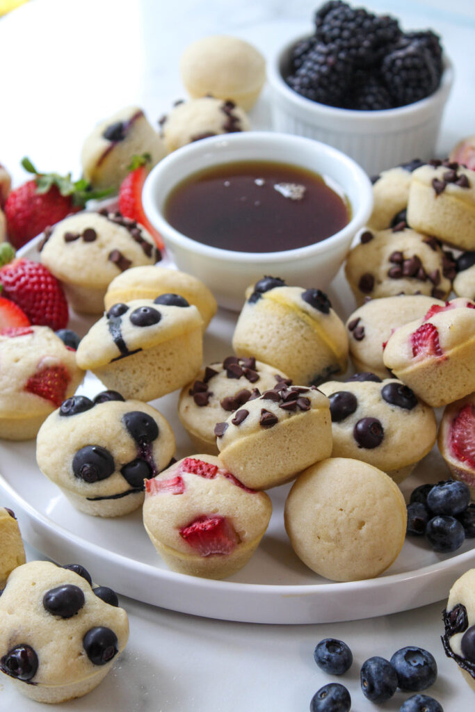 Easy pancake bites made with pancake mix baked in a mini muffin pan